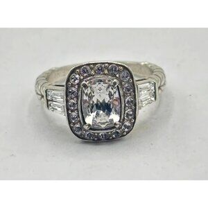 Brighton Sterling Silver CZ Engagement Ring Heart Detail Size 8
